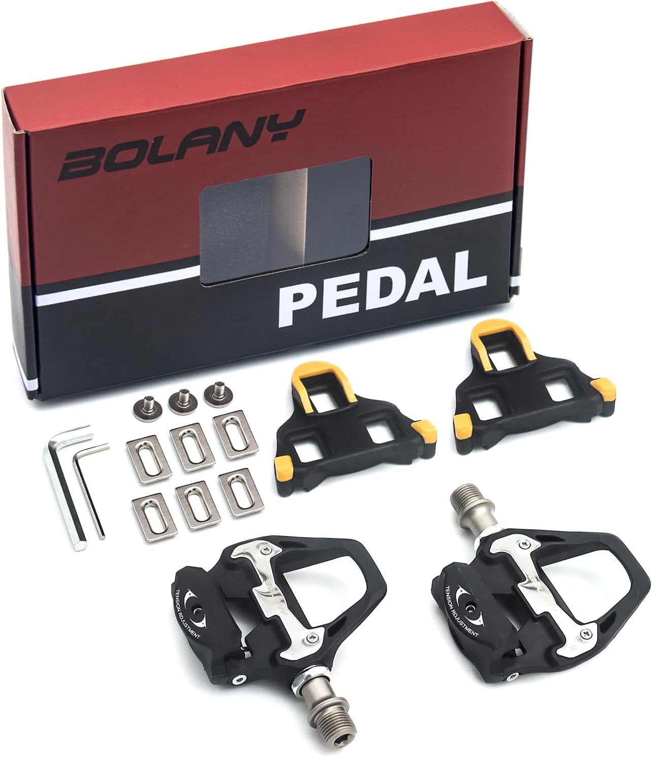 BOLANY Road Bike Pedals, SPD-SL Pedals Bicycle Clipless Sealed Bearing Nylon Lightweight Pedals Compatible with Shimano SPD-SL Cleats for Outdoor Indoor Cycling (9/16'')'