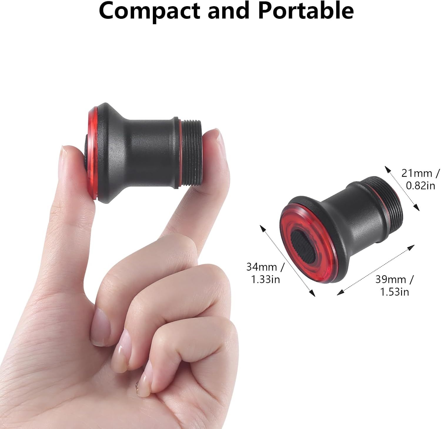 BOLANY - Luz de bicicleta redonda para tija de sillín – Detección inteligente de frenos, 7 modos, 100 lúmenes, impermeable, larga duración de la batería