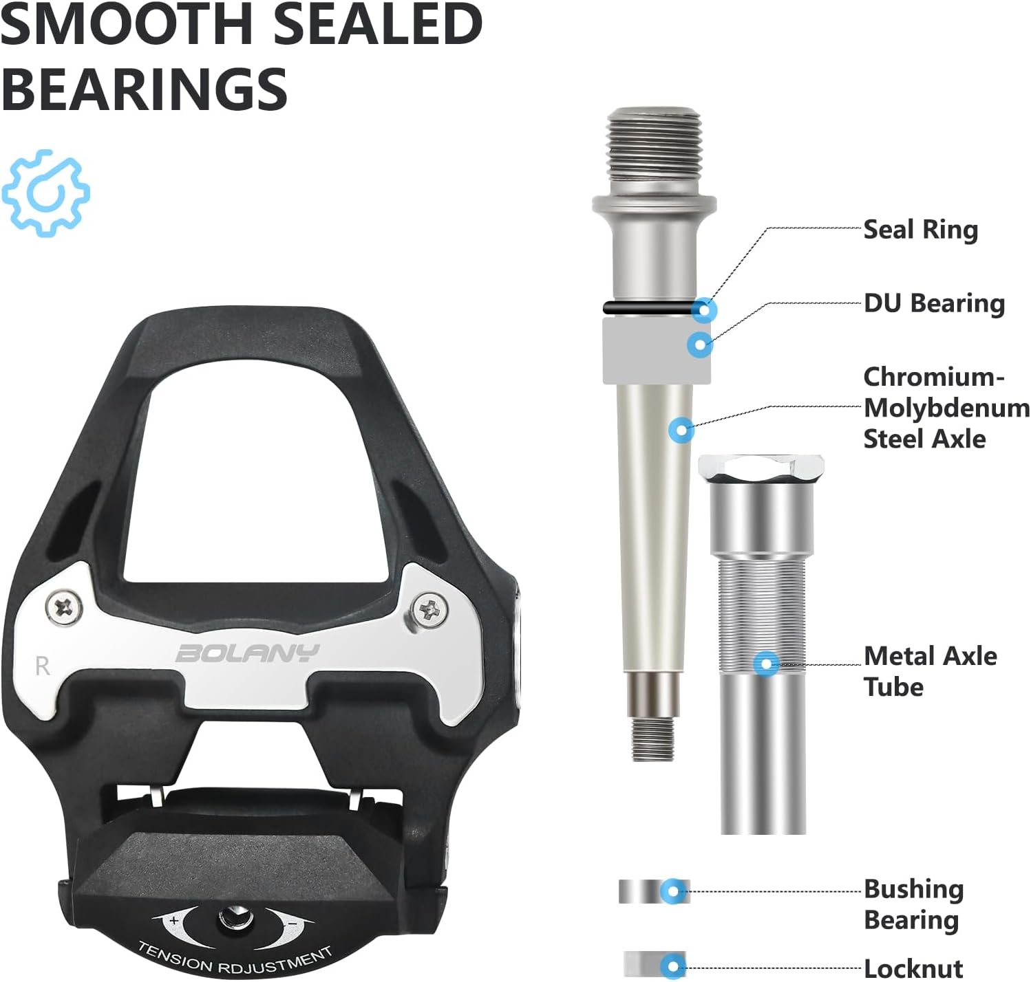 BOLANY Road Bike Pedals, SPD-SL Pedals Bicycle Clipless Sealed Bearing Nylon Lightweight Pedals Compatible with Shimano SPD-SL Cleats for Outdoor Indoor Cycling (9/16'')'