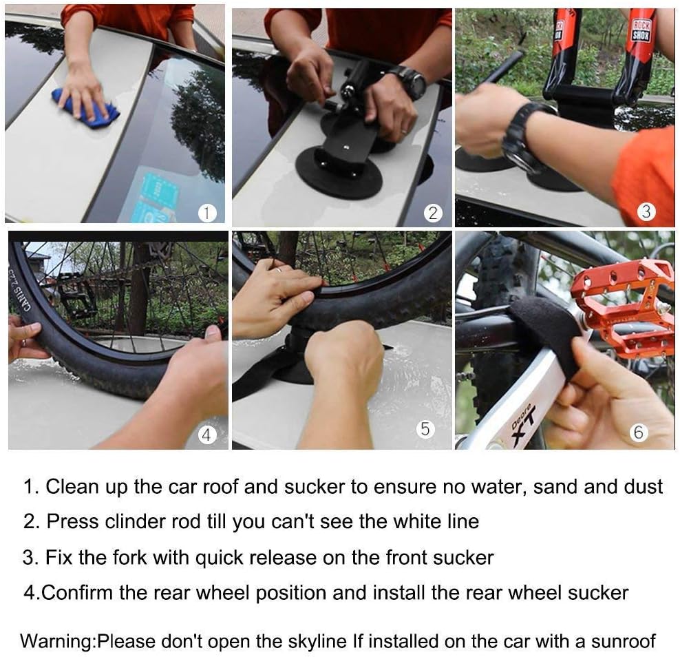 Portabicicletas De Techo Rockbros Con Ventosas Para 2 Bicis