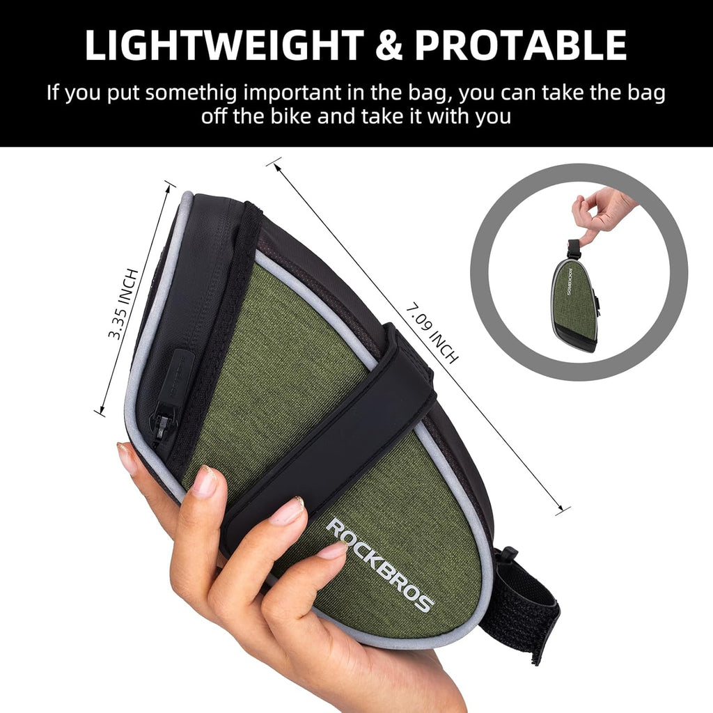 ROCKBROS - Bolsa de sillín para bicicleta, ligera, para ciclismo, almacenamiento de bicicleta, debajo del asiento para bicicleta de montaña y carretera