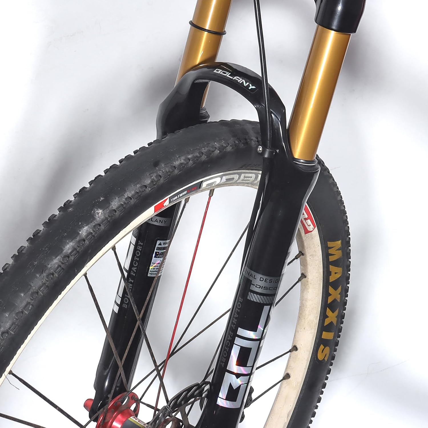 BOLANY - Horquilla de suspensión para bicicleta de 27,5/29 pulgadas, 120 mm, recorrido, 28,6 mm x 220 mm, dirección recta sin rosca, 9 mm, QR, 100 mm, versión de freno de disco de separación MTB