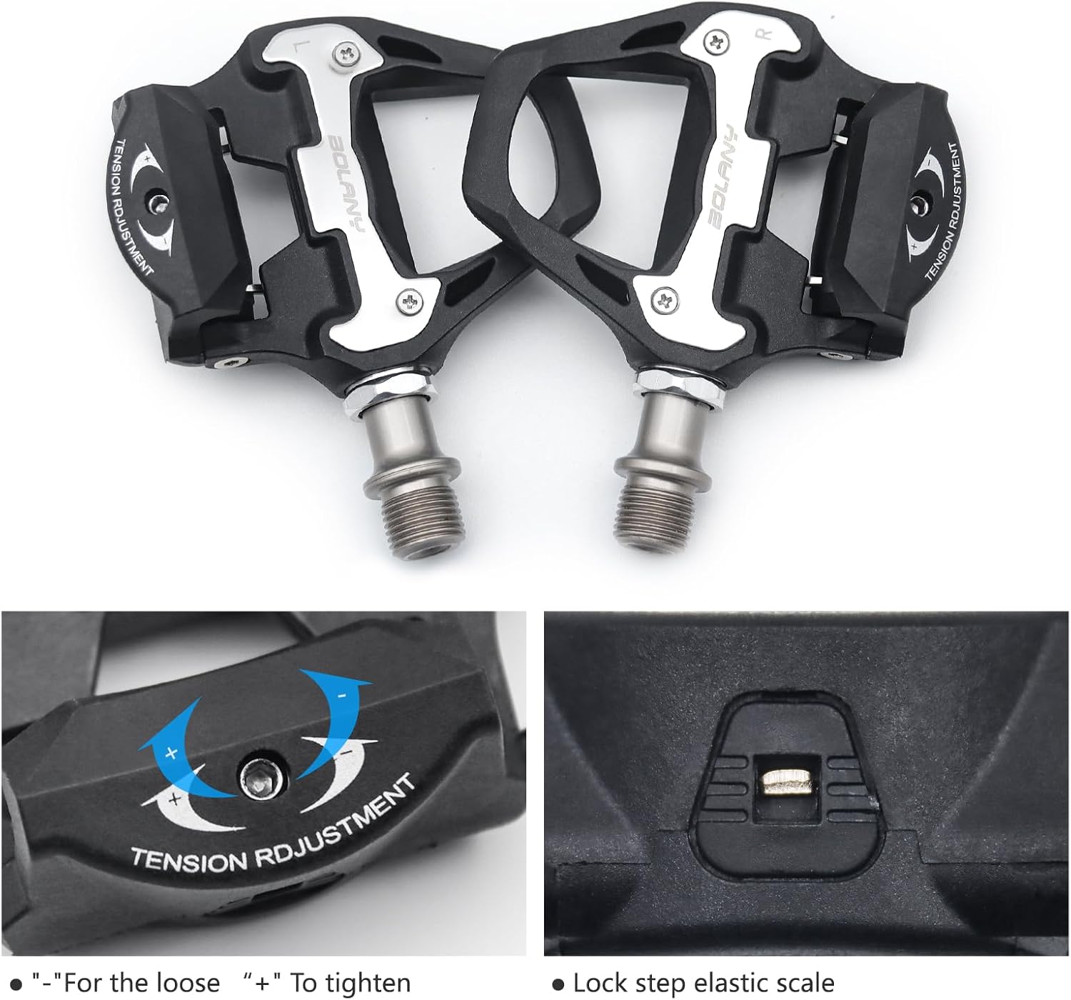 BOLANY Road Bike Pedals, SPD-SL Pedals Bicycle Clipless Sealed Bearing Nylon Lightweight Pedals Compatible with Shimano SPD-SL Cleats for Outdoor Indoor Cycling (9/16'')'