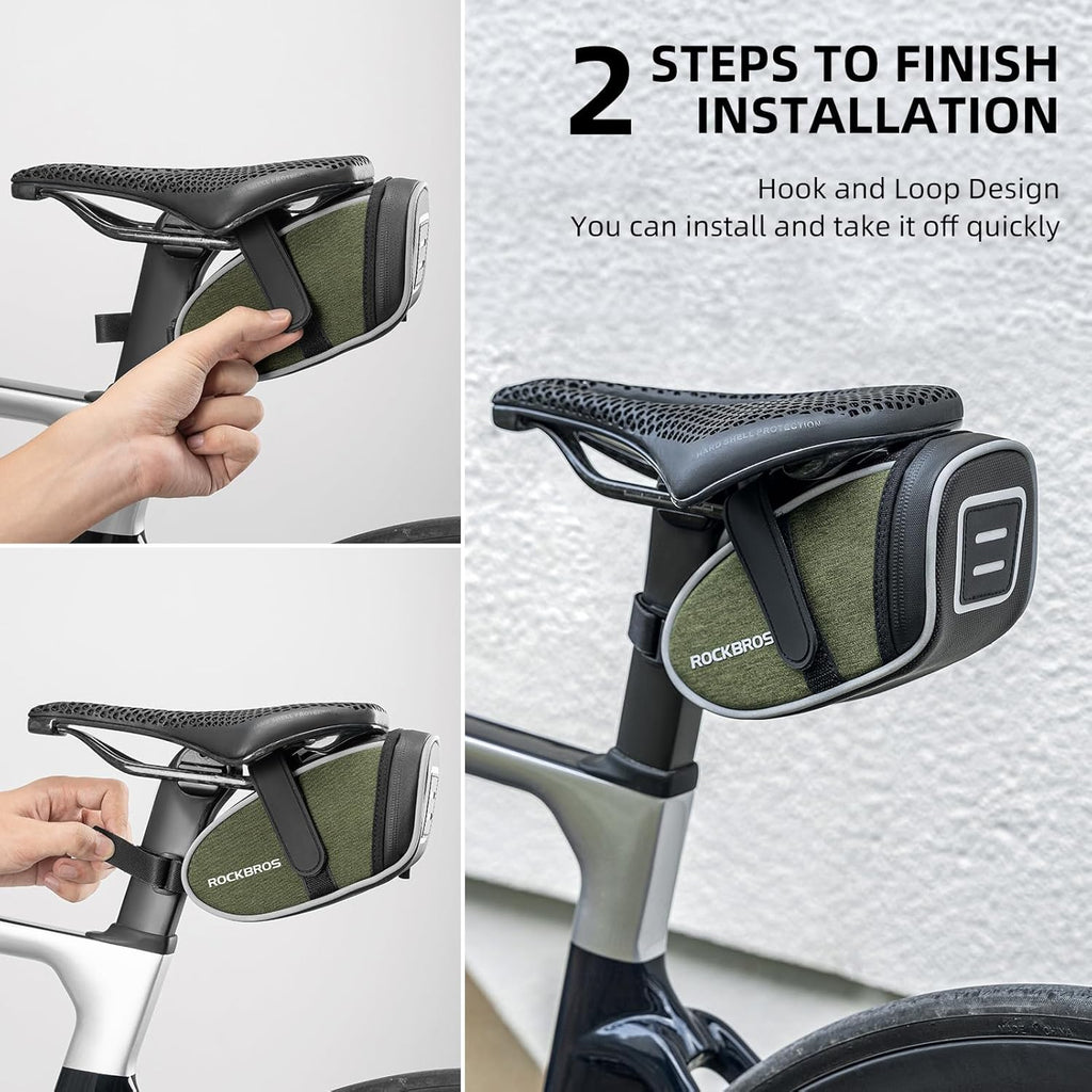 ROCKBROS - Bolsa de sillín para bicicleta, ligera, para ciclismo, almacenamiento de bicicleta, debajo del asiento para bicicleta de montaña y carretera