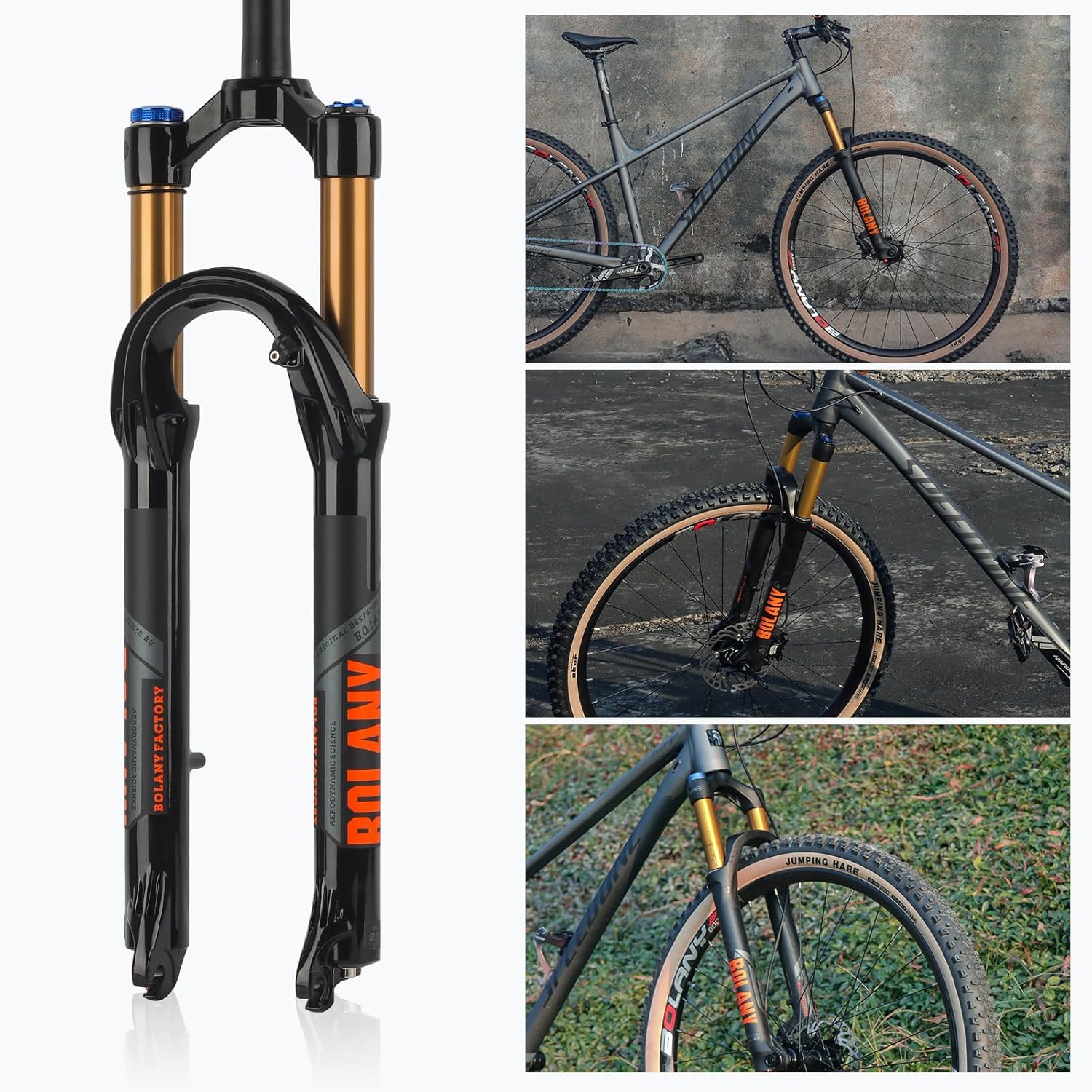 BOLANY - Horquilla de suspensión para bicicleta de 27,5/29 pulgadas, 120 mm, recorrido, 28,6 mm x 220 mm, dirección recta sin rosca, 9 mm, QR, 100 mm, versión de freno de disco de separación MTB