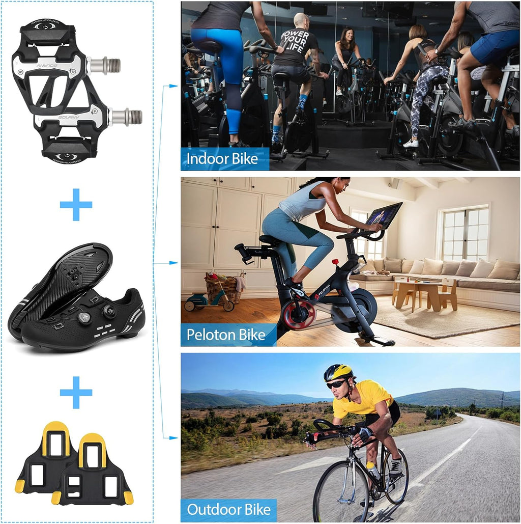 BOLANY Road Bike Pedals, SPD-SL Pedals Bicycle Clipless Sealed Bearing Nylon Lightweight Pedals Compatible with Shimano SPD-SL Cleats for Outdoor Indoor Cycling (9/16'')'