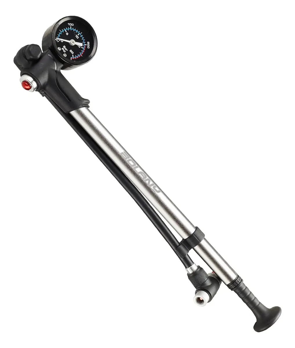 BOMBA PARA SUSPENSION DE ALUMINIO CON MANOMETRO MAX 300PSI PLATEADO