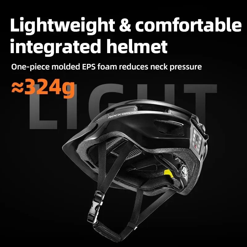 Casco Para Ciclismo Negro Rockbros Lentes Visera Luz Trasera
