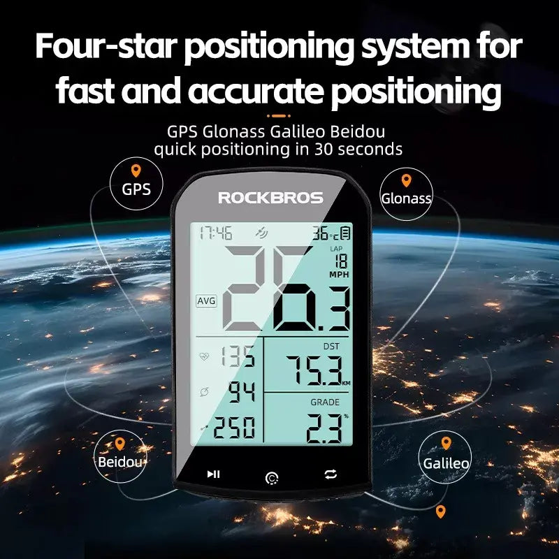 Ciclocomputadora Rockbros Con Gps Bluetooth Soporte Base