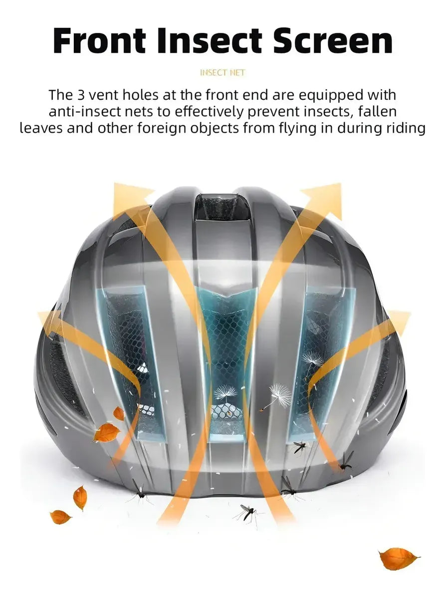 Casco Blanco Con Luz Trasera Rockbros (55-60cm)