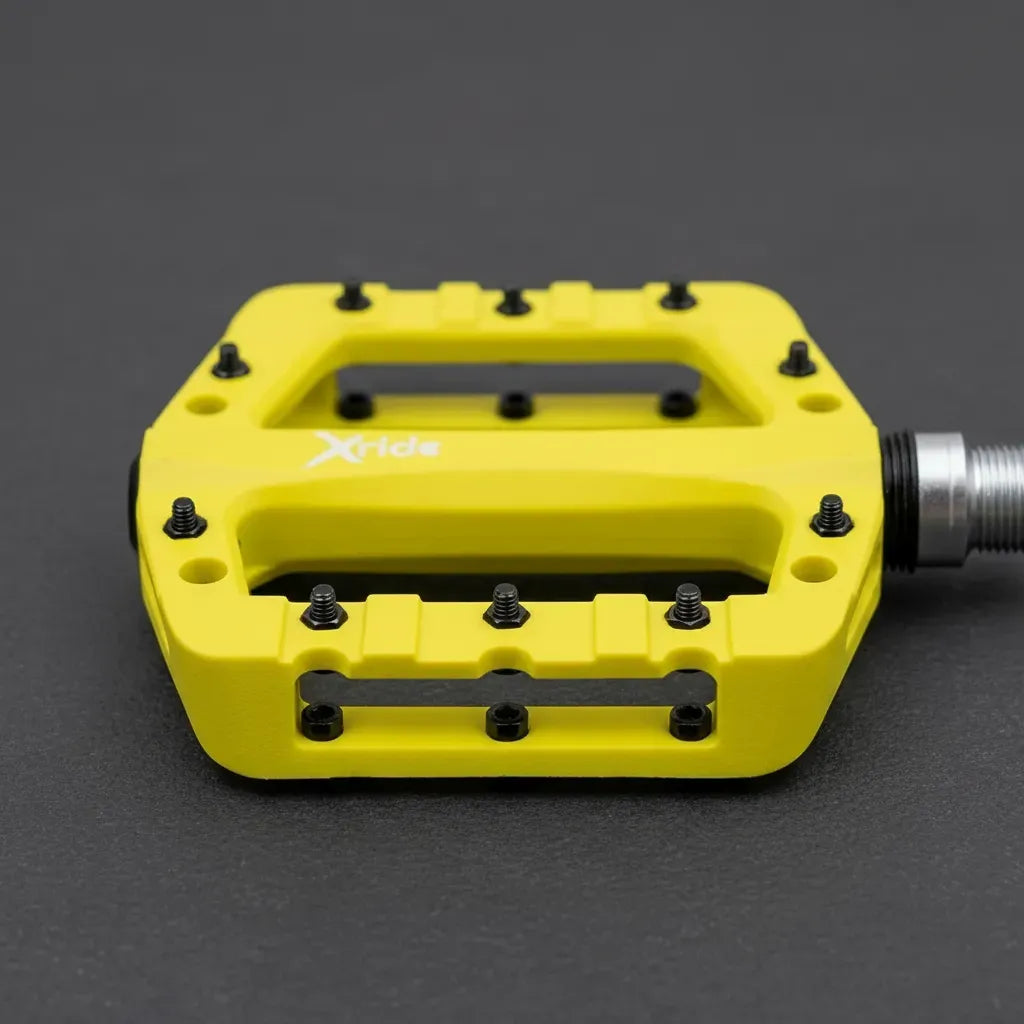 Pedales De Nylon Xride Plataforma Amplia Verde Amarillo
