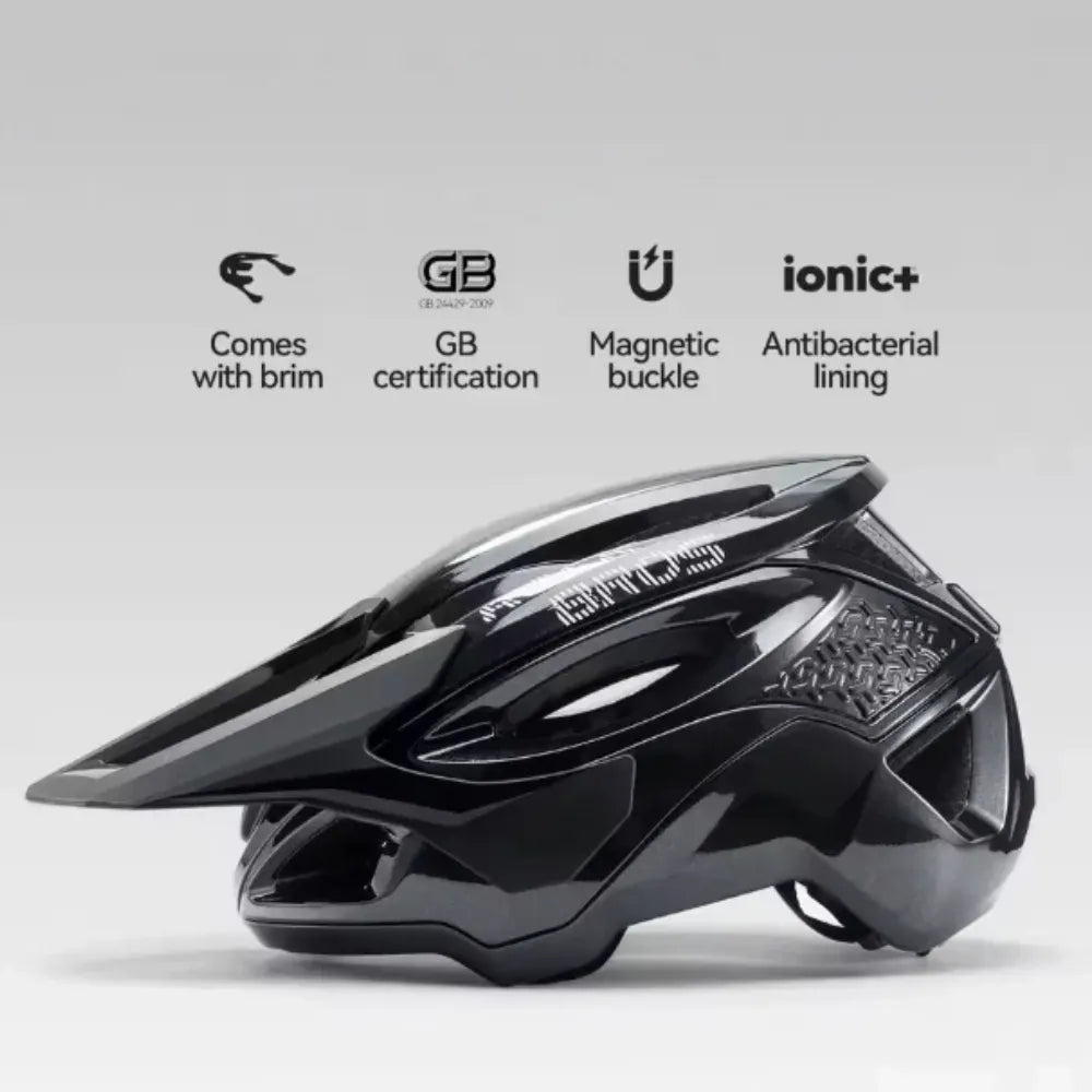 Casco Con Visera Extraible Rockbros Negro Brilloso
