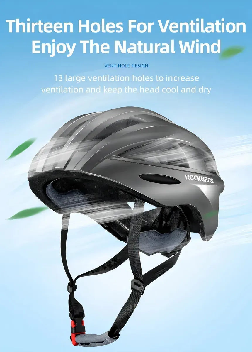 Casco Blanco Con Luz Trasera Rockbros (55-60cm)