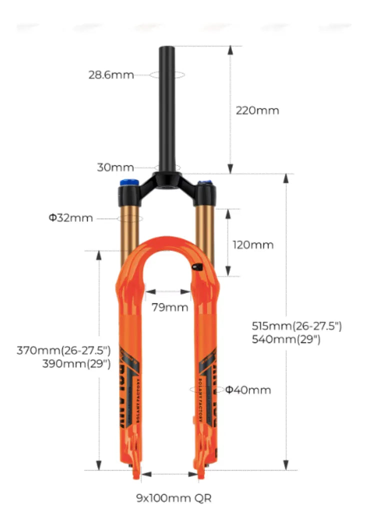 Suspension R29 120mm Recto Qr Release Naranja Manual 32mm