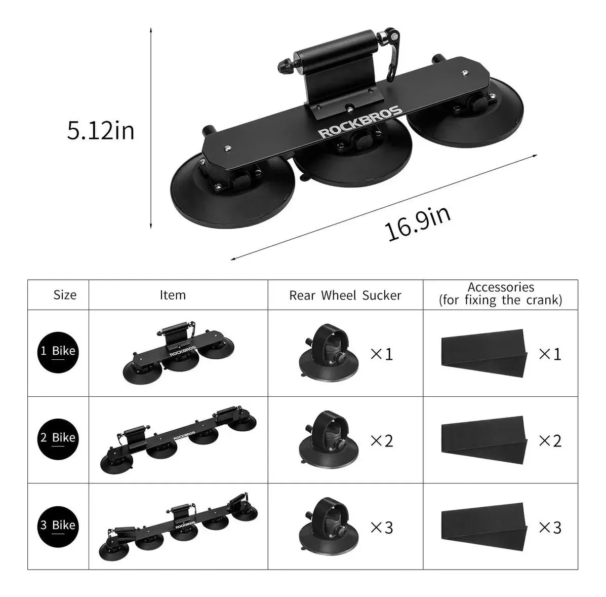 Portabicicletas De Techo Rockbros Con Ventosas Para 2 Bicis