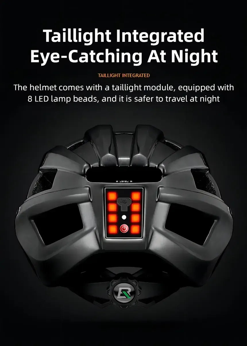 Casco Blanco Con Luz Trasera Rockbros (55-60cm)