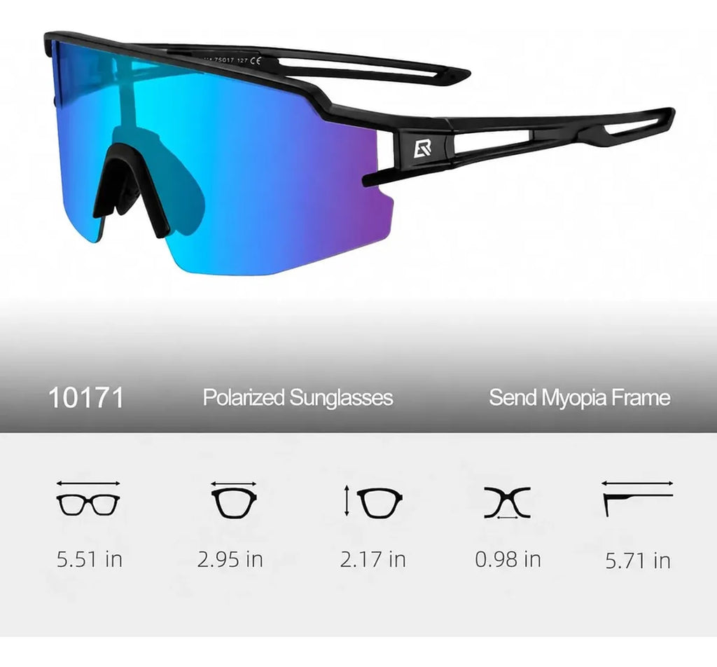 Lentes Polarizados Rockbros Armazon Negro Lente Azul