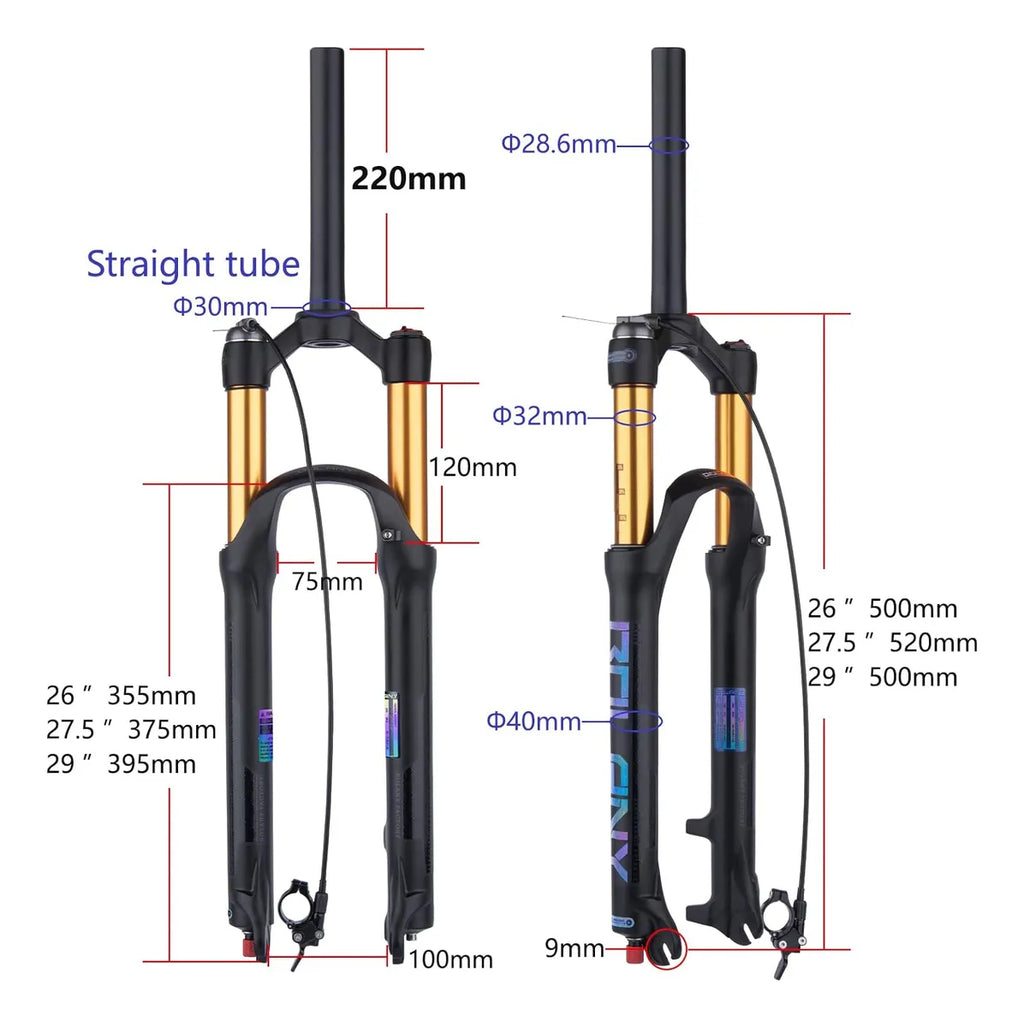 Bolany Horquilla De Aire Dorada Rodado 26 Recto 120mm Mando Dorado