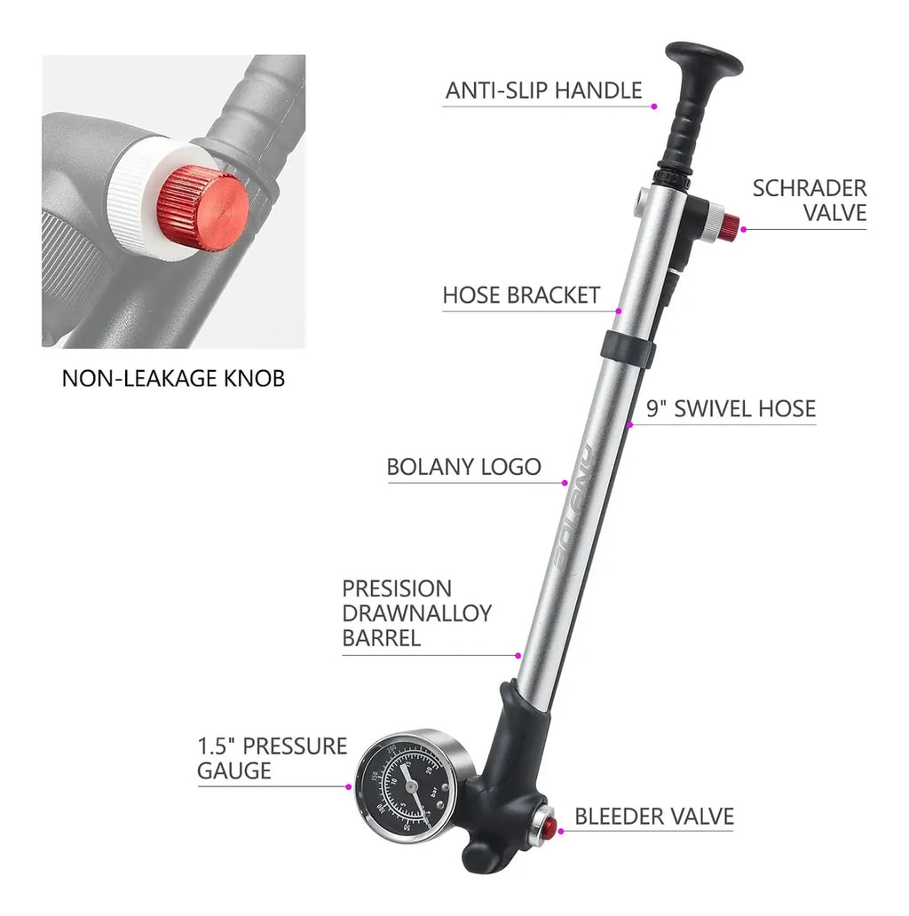 Bomba Para Suspension De Aluminio Con Manometro Max 300psi Negro