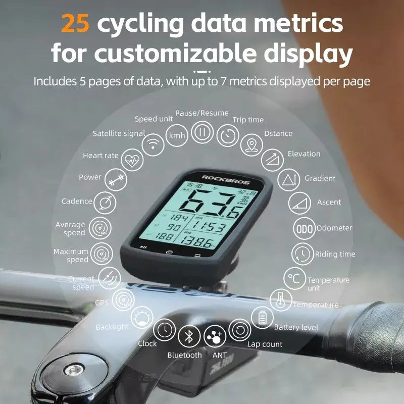 Ciclocomputadora Rockbros Con Gps Bluetooth Soporte Base