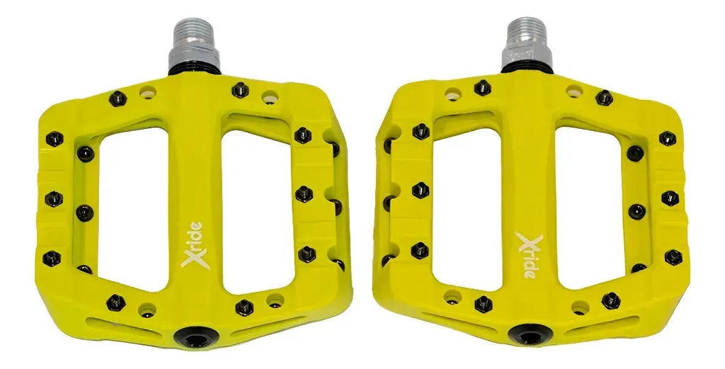 Pedales De Nylon Xride Plataforma Amplia Verde Amarillo