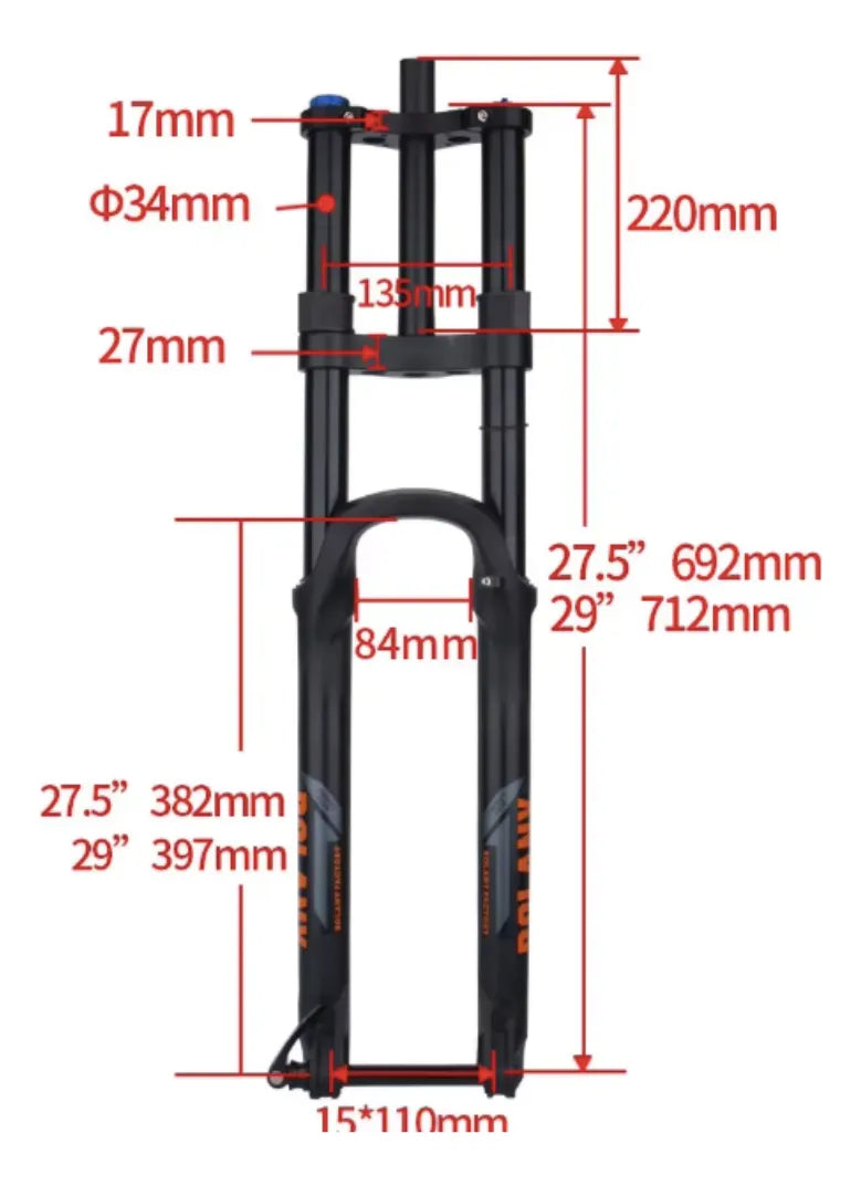 Horquilla Bolany R27.5 180mm Recto Boost Manual C/rebote