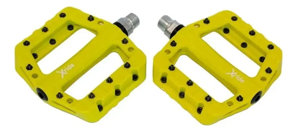 Pedales De Nylon Xride Plataforma Amplia Verde Amarillo