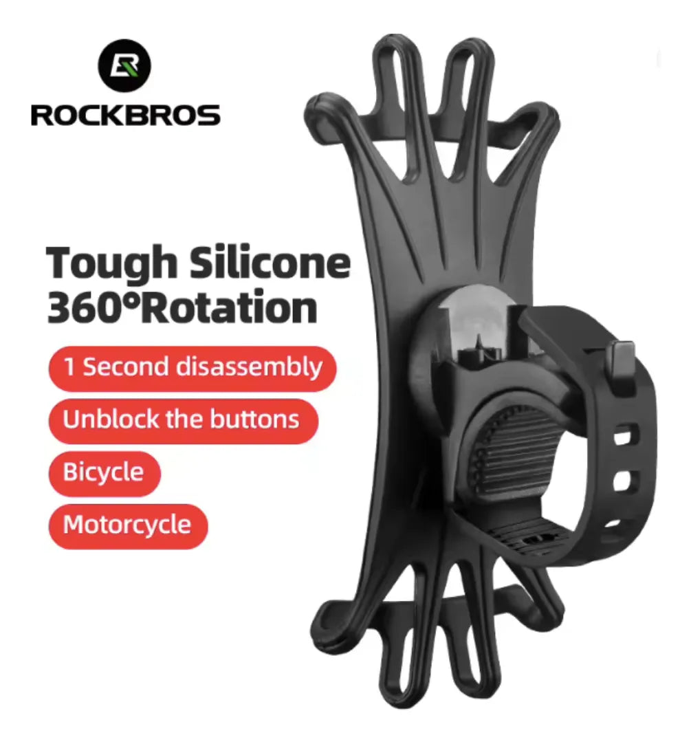 Soporte Para Celular Universal Rockbros De Silicon Negro