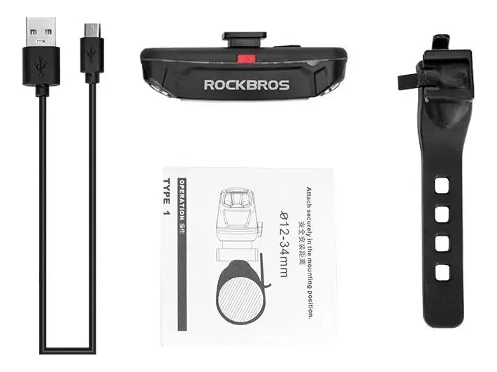 Luz Trasera Para Bici Color Negro Rockbros