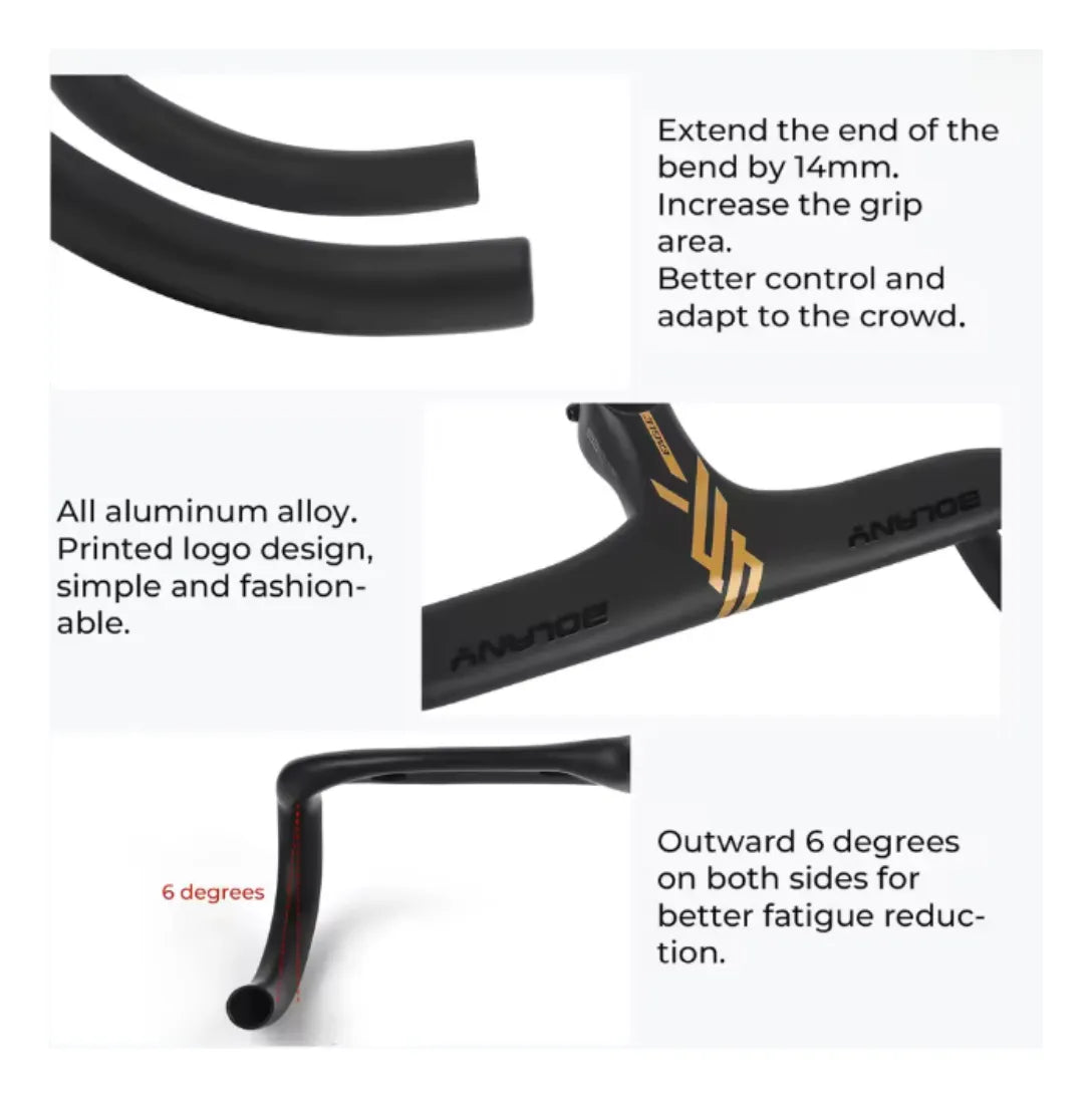 Manillar Aerodinamico Para Bicicleta De Ruta Aluminio 570g