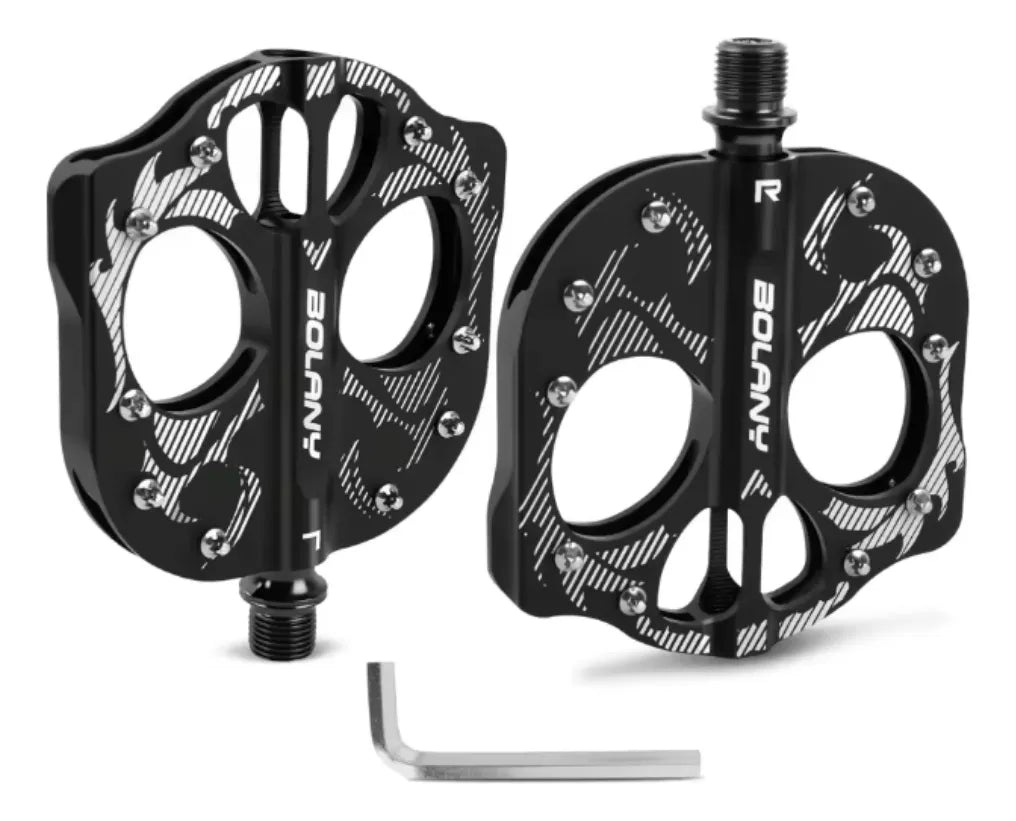 Pedales De Aluminio Negros Bolany Edicion Skull Fire