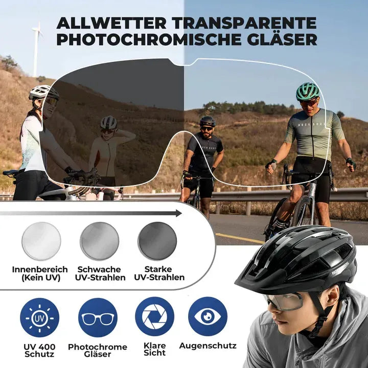 Casco Para Ciclismo Negro Rockbros Lentes Visera Luz Trasera