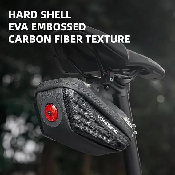Bolso Para Cuadro De Bicicleta Con Luz Trasera Color Negro