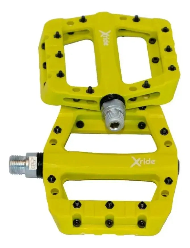 Pedales De Nylon Xride Plataforma Amplia Verde Amarillo