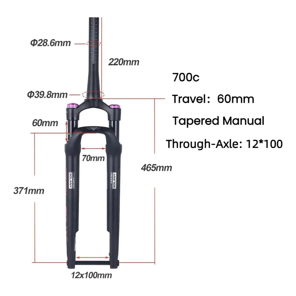 Suspension Bolany R700c Tijera De Aire Bolany Conico Gravel Rojo