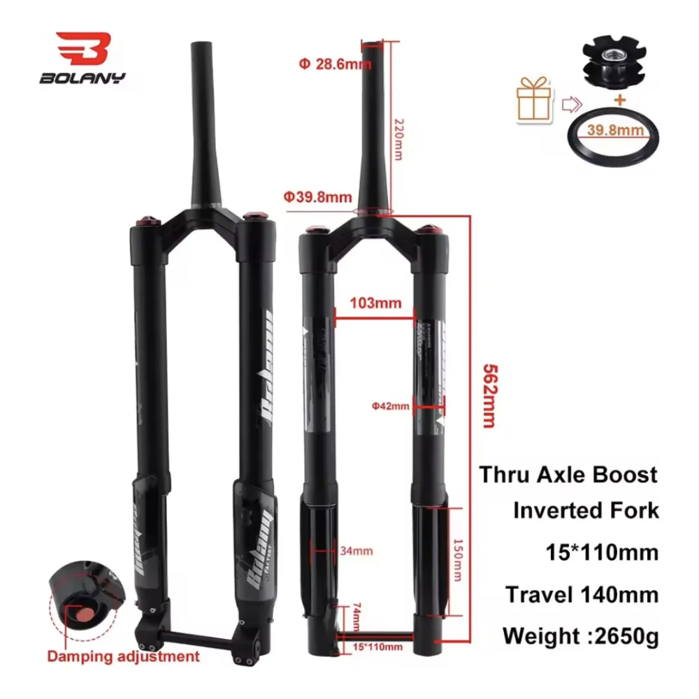 Horquilla Suspension Bolany 29 Invertida Mando Tijera Invers Negro