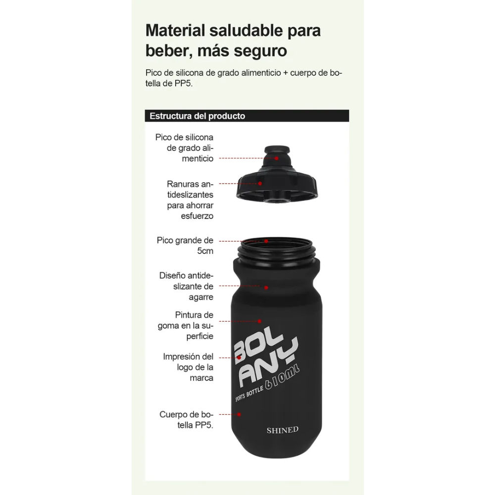 Bote De Agua 610ml Bolany Anfora Shined Mtb Ciclismo Bidon Verde Oscuro