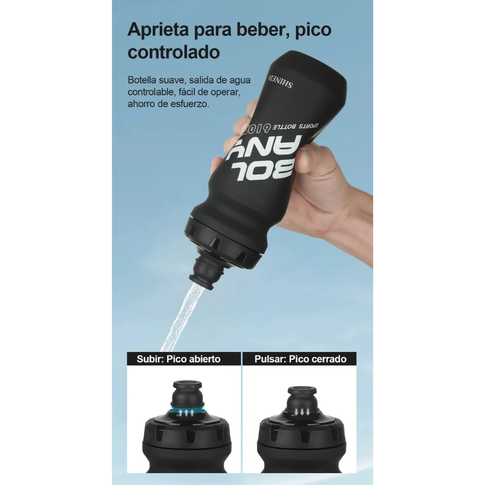 Bote De Agua 610ml Bolany Anfora Shined Mtb Ciclismo Bidon Negro