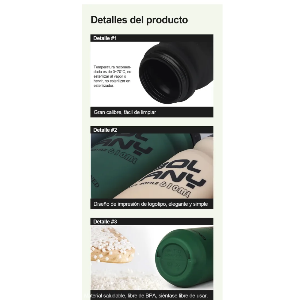 Bote De Agua 610ml Bolany Anfora Shined Mtb Ciclismo Bidon Negro