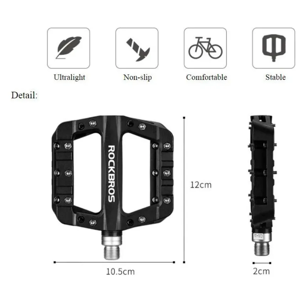 Pedales Rockbros Plataforma Mtb, Ciclismo Balero Sella Nylon