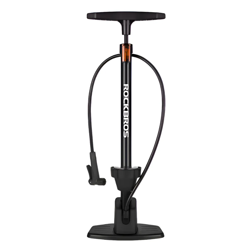 Bomba De Piso Con Manometro Para Bici Rockbros De Aluminio Negro