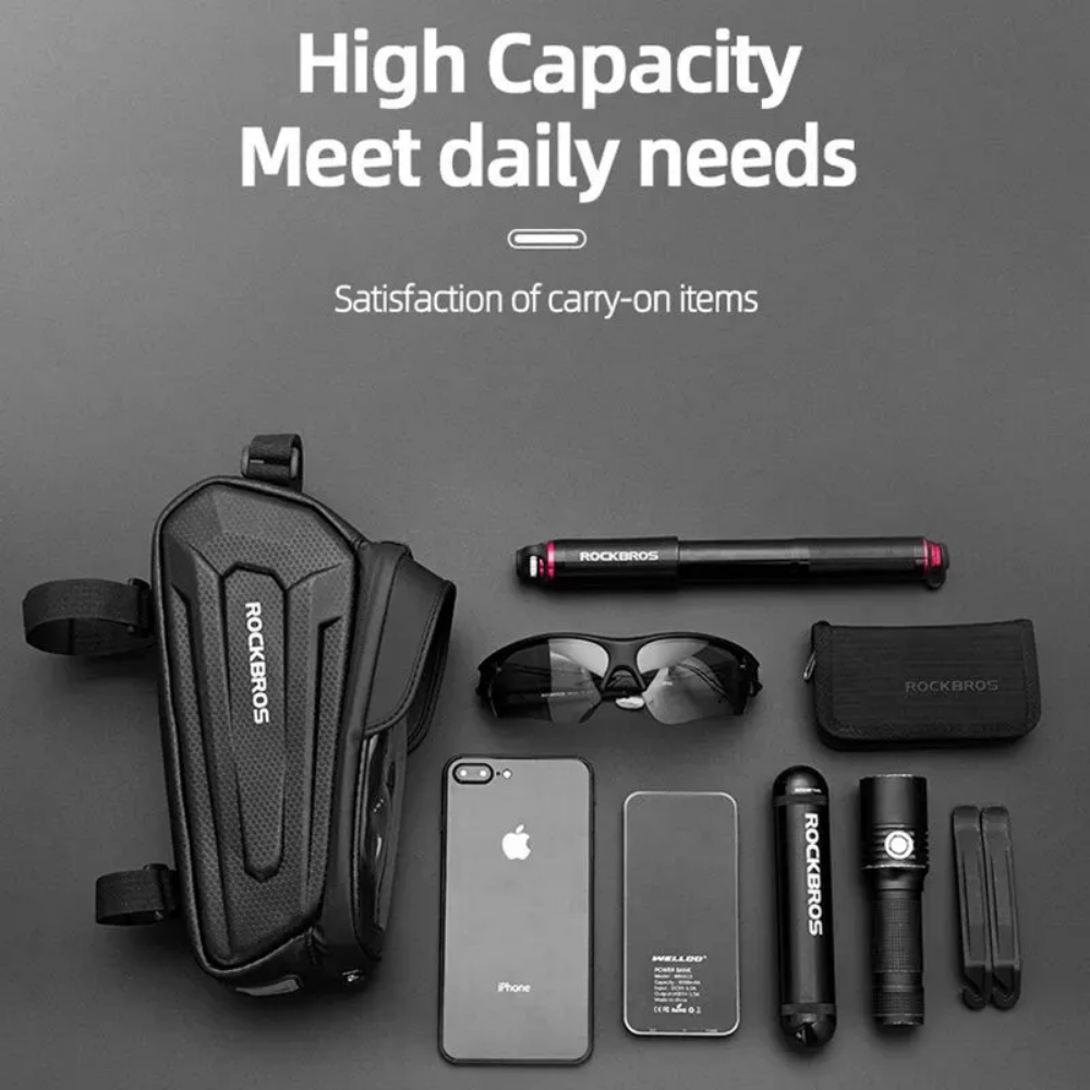 Bolso Para Cuadro De Bici Portacelular Impermeable Rockbros Negro