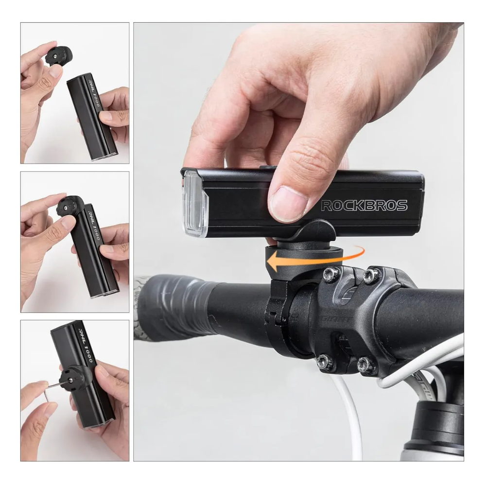 Luz Delantera De 1000 Lumenes Rockbros 5 Modos Negro