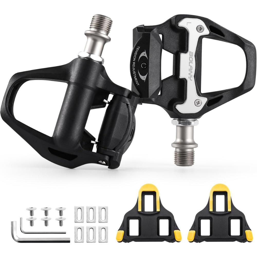 BOLANY Road Bike Pedals, SPD-SL Pedals Bicycle Clipless Sealed Bearing Nylon Lightweight Pedals Compatible with Shimano SPD-SL Cleats for Outdoor Indoor Cycling (9/16'')'