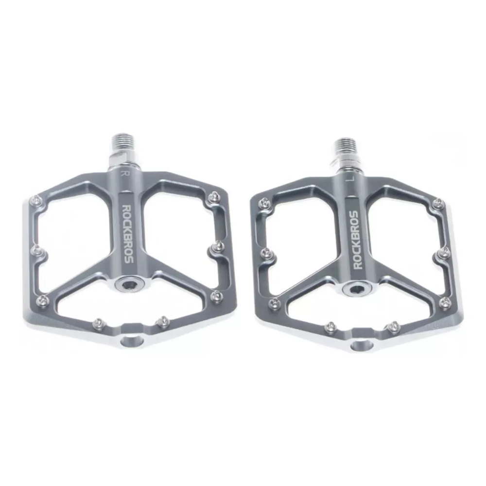 Pedales De Aluminio Rockbros Gran Agarre Mtb, Carretera, Bmx Plateado