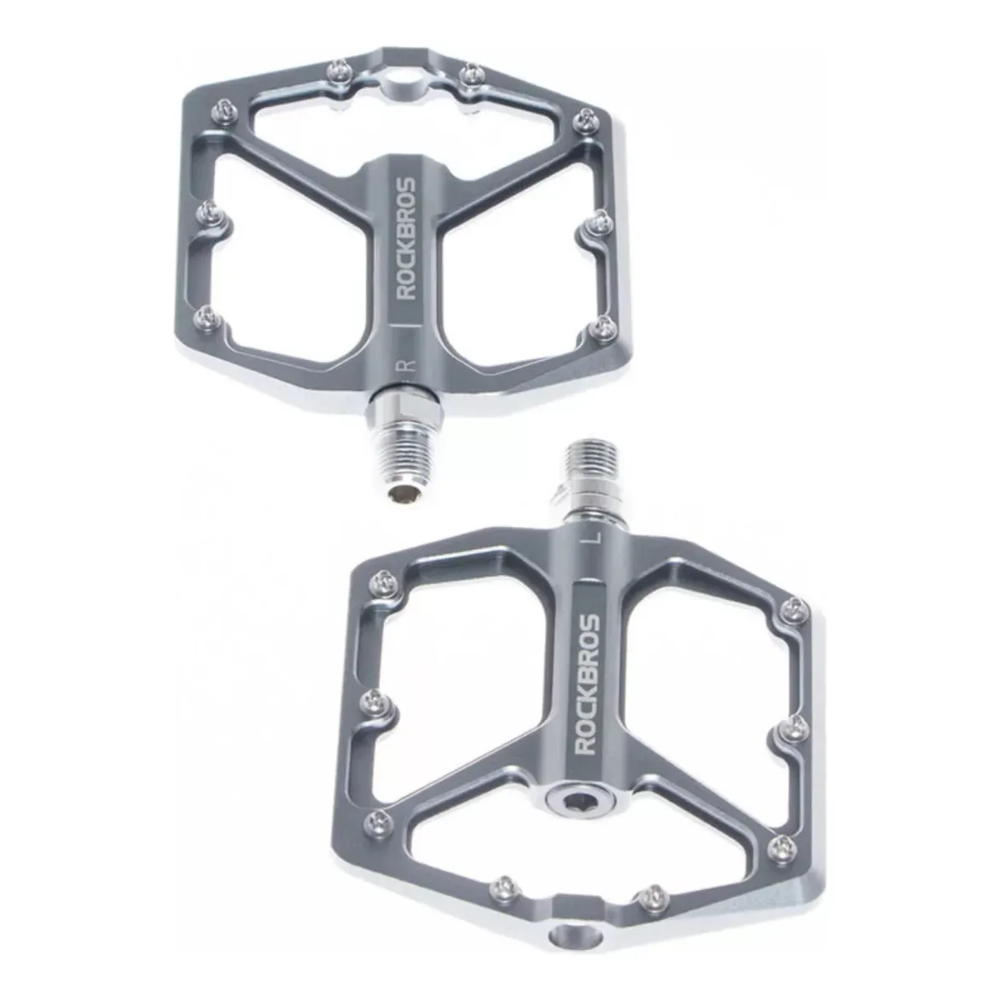 Pedales De Aluminio Rockbros Gran Agarre Mtb, Carretera, Bmx Plateado