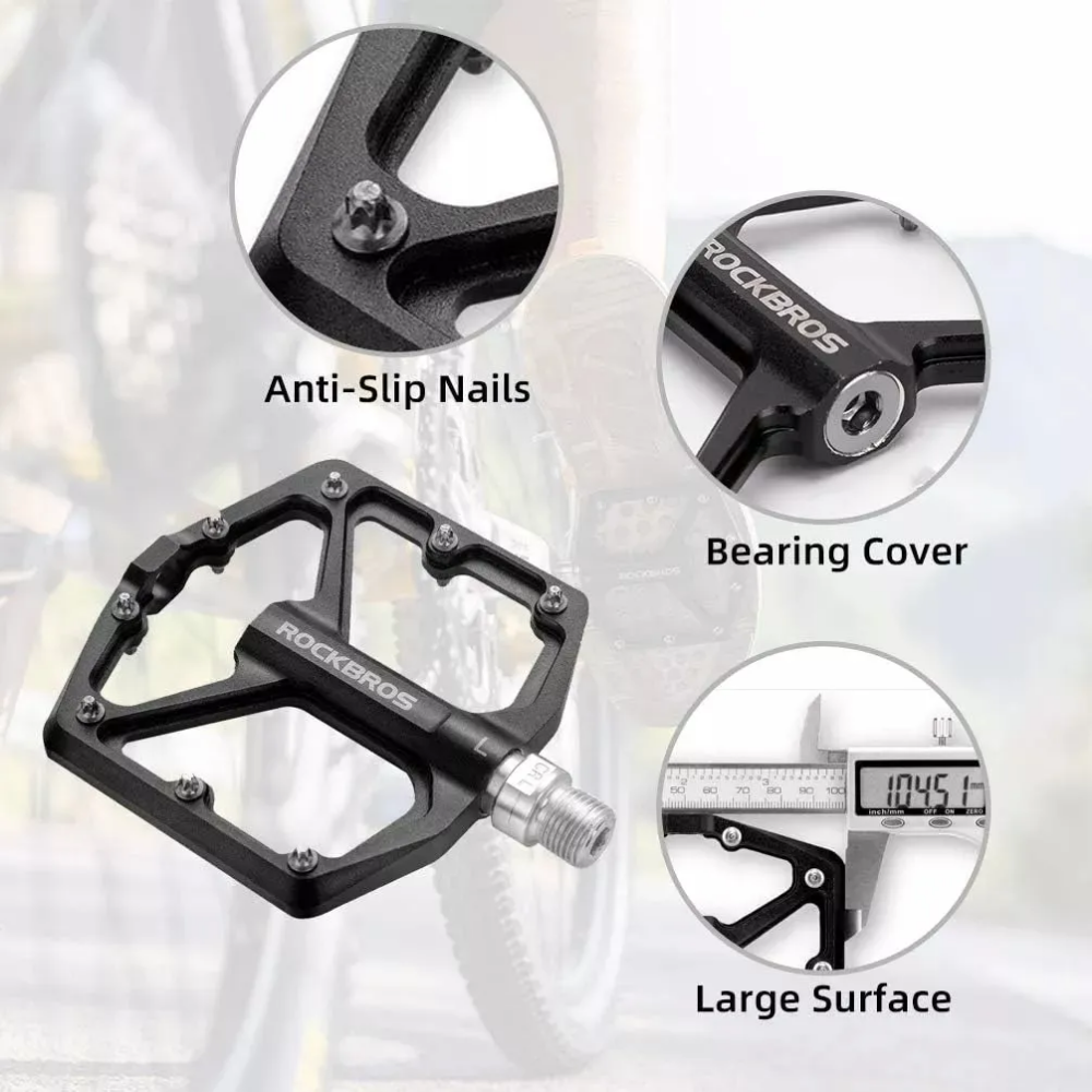 Pedales De Aluminio Rockbros Gran Agarre Mtb, Carretera, Bmx Plateado