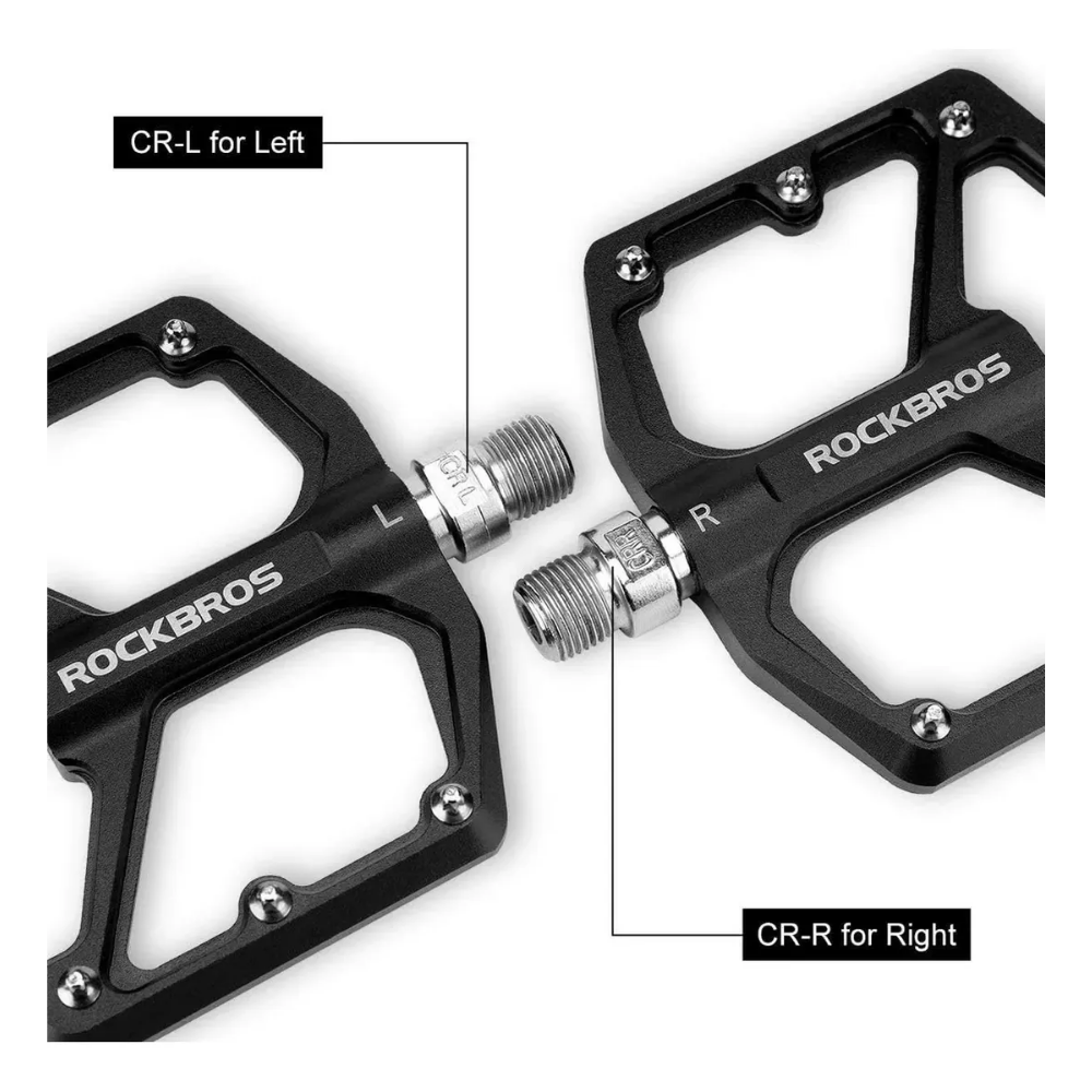Pedales De Aluminio Rockbros Gran Agarre Mtb, Carretera, Bmx Negro