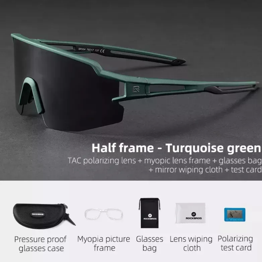 Lentes Polarizados Para Ciclismo Rockbros Verde Militar Negro Verde Oscuro